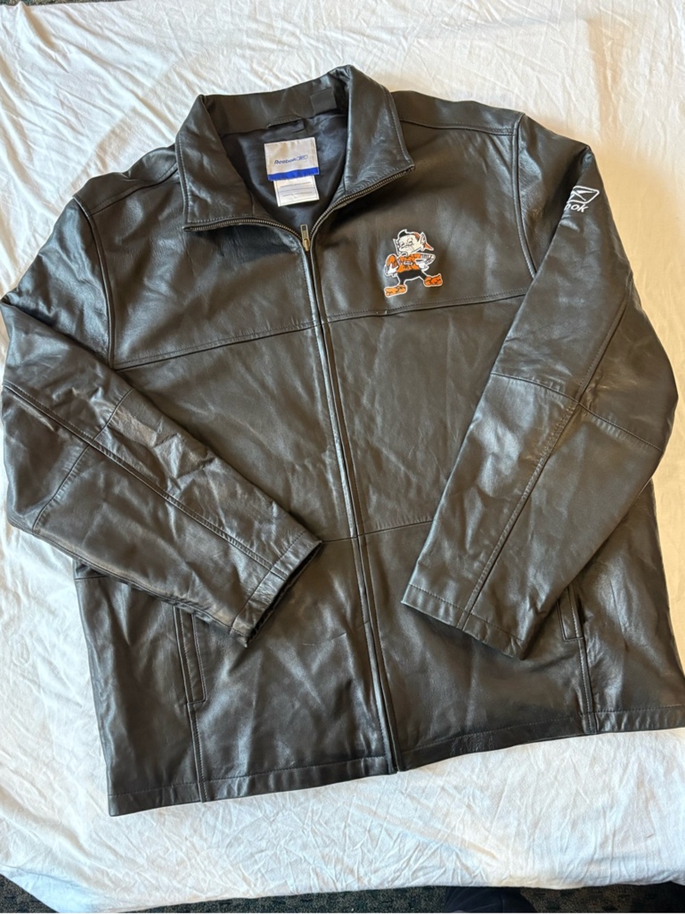 Reebok Mens Butter Soft Leather Cleveland Browns Football NFL Jacket Men Size XL